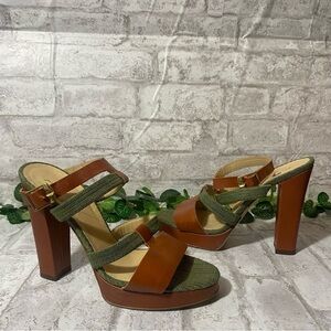 7 For All Mankind Brown Leather Strapped Buckled Heeled Sandals‎ Size 8 Italy